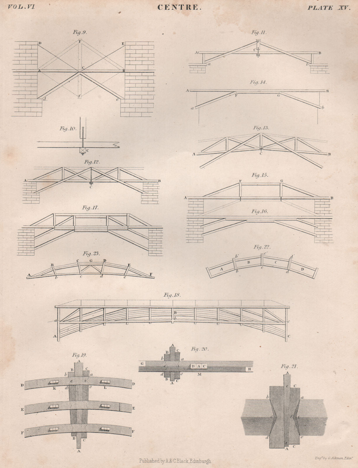 Centre. Arches 4. BRITANNICA 1860 old antique vintage print picture